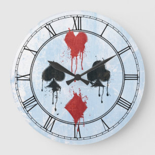 Sprayed Card Suits Large Clock