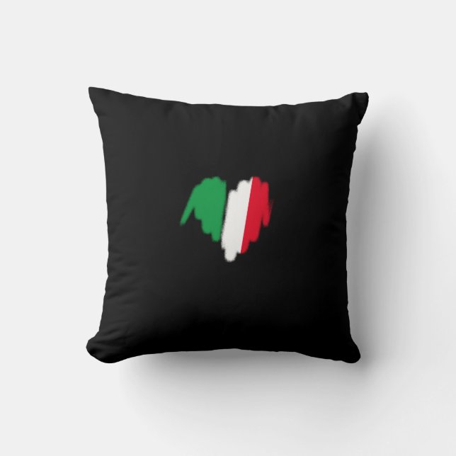 Sprayed Italian Flag Graffiti Heart Graphic Cushion (Front)