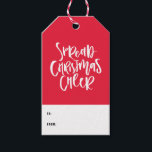 Spread Christmas Cheer Hand Lettered Red Holiday Gift Tags<br><div class="desc">Spread Christmas cheer to your loved ones with this modern and whimsical holiday gift tag featuring hand lettering typography,  snow pattern with red background. This design is available in others colours.</div>