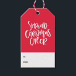 Spread Christmas Cheer Hand Lettered Red Holiday Gift Tags<br><div class="desc">Spread Christmas cheer to your loved ones with this modern and whimsical holiday gift tag featuring hand lettering typography,  snow pattern with red background. This design is available in others colours.</div>