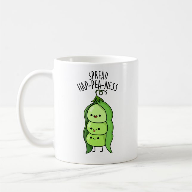 Spread Hap-pea-ness Funny Peas Pun  Coffee Mug (Left)