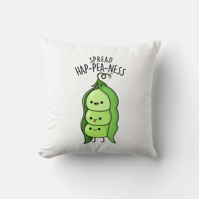 Spread Hap-pea-ness Funny Peas Pun  Cushion (Front)