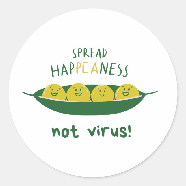 Spread happiness not virus COVID 19 Classic Round Sticker (Front)