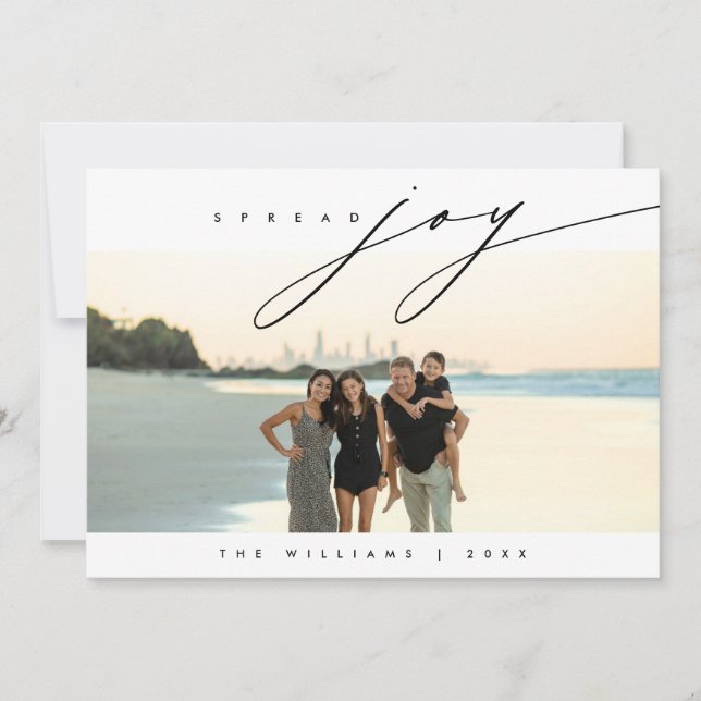 Spread Joy, Christmas Family Photo Layover Holiday Card (Front)