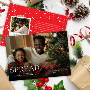 Spread Joy Classic Script Typography Modern Photo Holiday Card