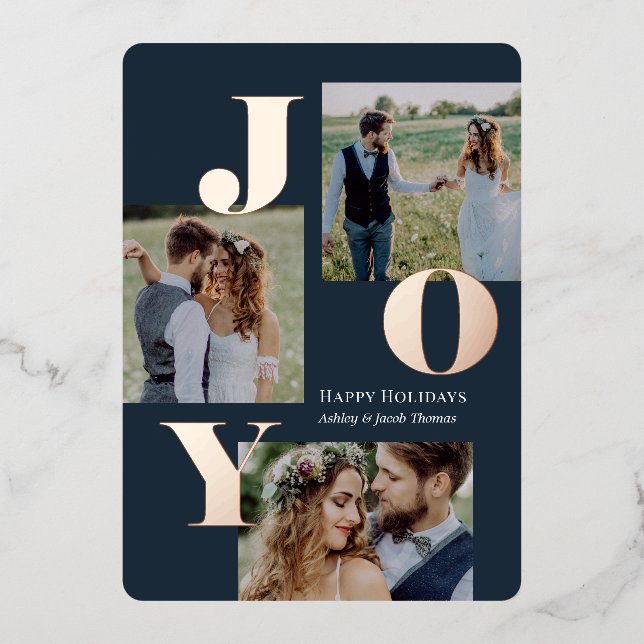 Spread Joy Foil Holiday Card Editable Colour (Front)