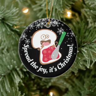 Spread joy jelly sandwich personalized Christmas Ceramic Tree Decoration