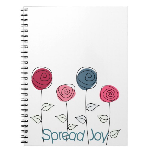 Spread Joy Pink Blue Flowers Notebook (Front)