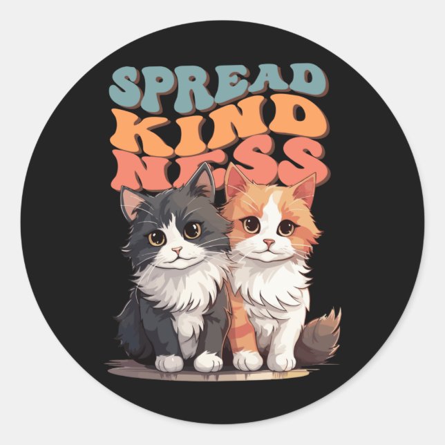 Spread Kindness - Adorable Cat Duo Design Sticker  (Front)