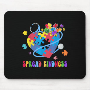 Spread Kindness Autism Awareness Stethoscope Heart Mouse Pad