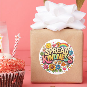 Spread Kindness – Cute Floral Rainbow  Classic Round Sticker