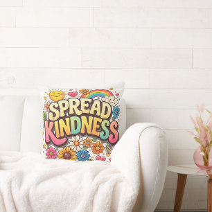 Spread Kindness – Cute Floral Rainbow  Cushion