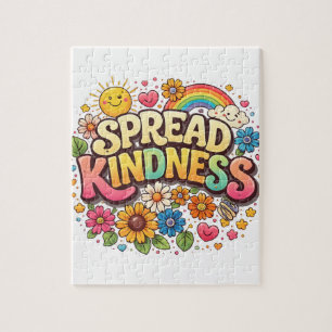 Spread Kindness – Cute Floral Rainbow  Jigsaw Puzzle