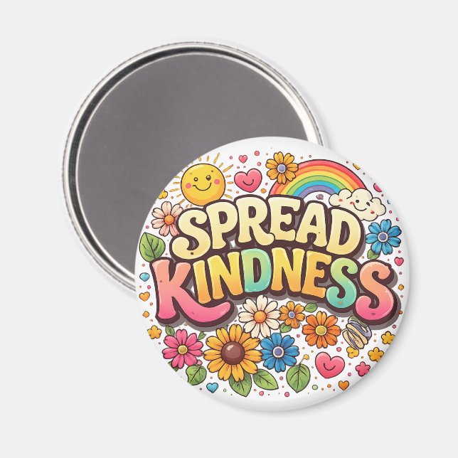 Spread Kindness – Cute Floral Rainbow  Magnet (Front/Back)