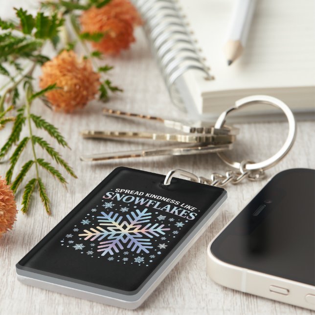Spread Kindness Like Snowflakes Christmas Teacher Key Ring (Front Right)