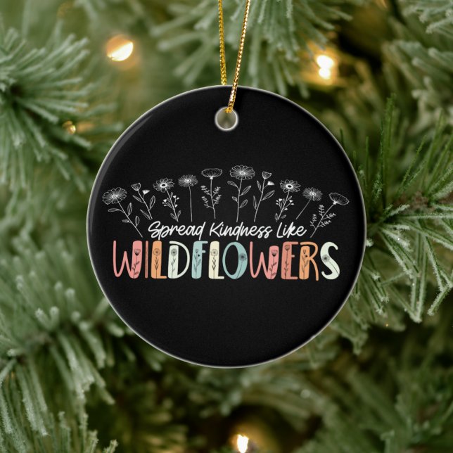 Spread Kindness Like Wildflowers Inspirational Ceramic Tree Decoration (Tree)