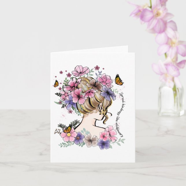 Spread  kindness like  wildflowers Quote  Card (Orchid)