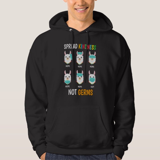 Spread Kindness Not Germs Llama Mask Wrong Social  Hoodie (Front)