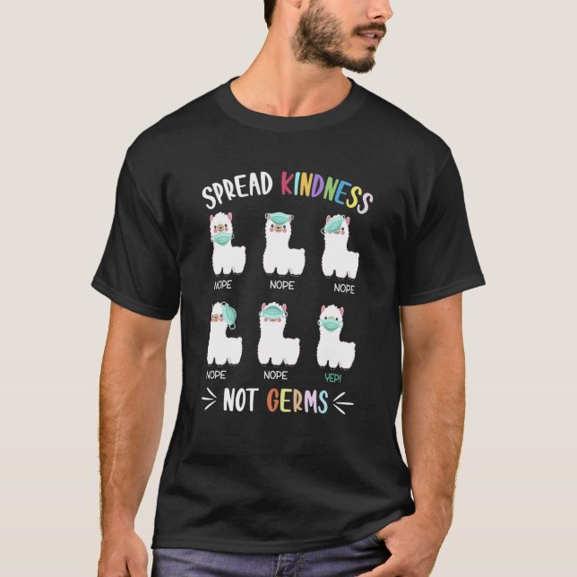 Spread Kindness Not Germs Social Distancing Llama T-Shirt (Front)