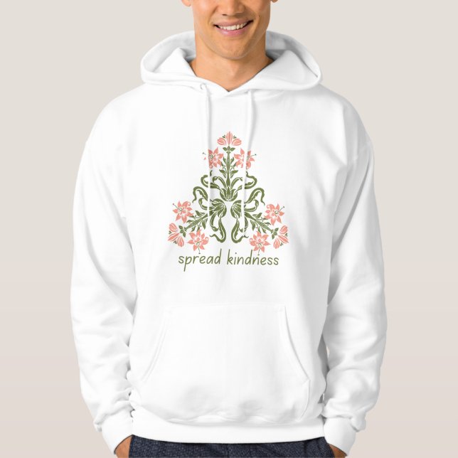 spread kindness retro pink flowers inspirational hoodie (Front)