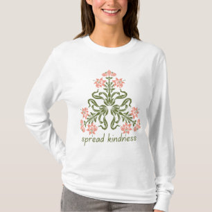 spread kindness retro pink flowers inspirational T-Shirt