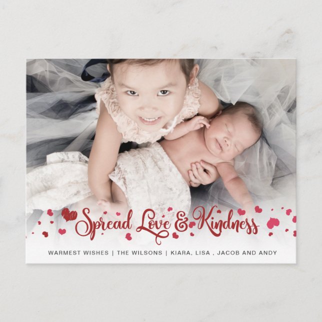 Spread Love and Kindness Cute Photo Valentines Day Postcard (Front)