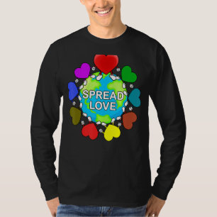 Spread Love Around The World Cute Rainbow Hearts L T-Shirt
