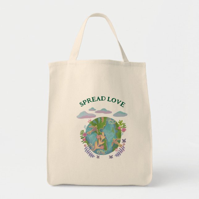 Spread love earth day tote bag (Front)