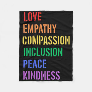 Spread Love Empathy Compion Peace Kindness Inclusi Fleece Blanket