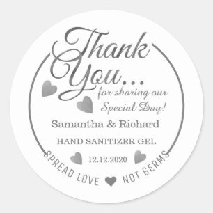 Spread Love Hand Sanitizer Silver Thank You Classic Round Sticker