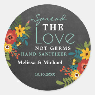 Spread Love Hand Sanitizer Wedding Chalkboard  Classic Round Sticker