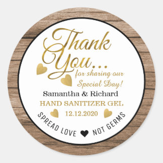 Spread Love Hand Sanitizer Wood Thank You Favour Classic Round Sticker