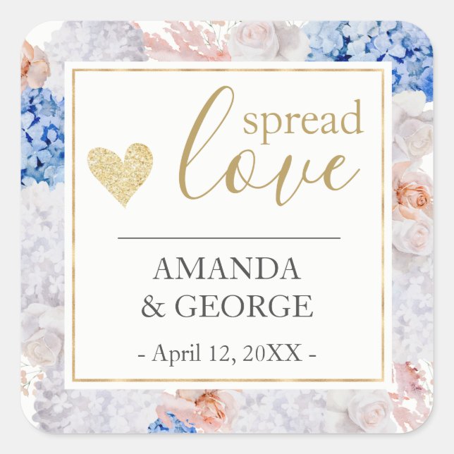 Spread love labels spring floral blue pink (Front)