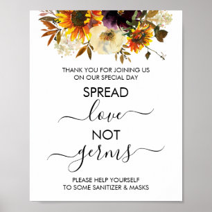 Spread love no germs sign sunflowers