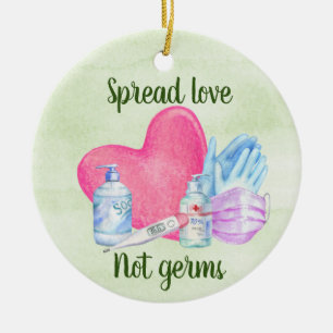 Spread Love Not Germs 2020 Covid Chritsmas Ceramic Tree Decoration