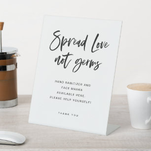 Spread Love Not Germs   Casual Typography Pedestal Sign