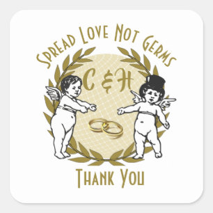 Spread Love Not Germs Cupids Wedding Square Sticker