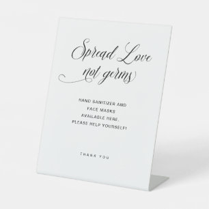 Spread Love Not Germs   Elegant Typography Wedding Pedestal Sign