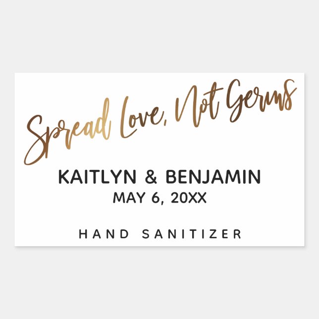 Spread Love, Not Germs Gold Handwriting Rectangular Sticker (Front)