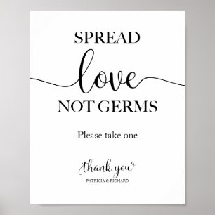 Spread Love Not Germs Hand Sanitizer Favours Sign