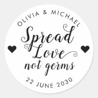 Spread Love Not Germs Hand Sanitizer Wedding Favou