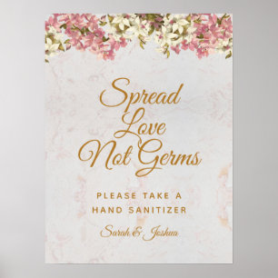 Spread Love Not Germs Pink Orchids Script Wedding Poster