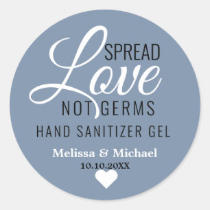 Spread Love Not Germs Sanitizer Wedding Favour Blu Classic Round Sticker