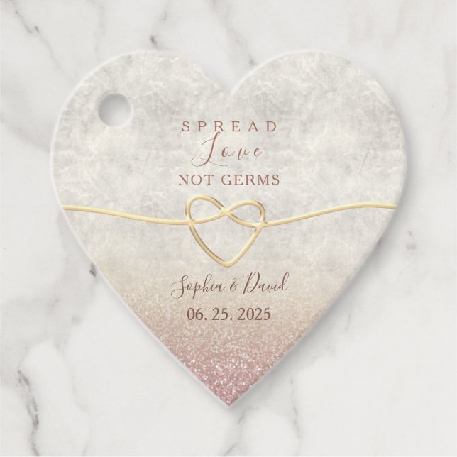 Spread Love Not Germs Wedding Favour Tags (Front)