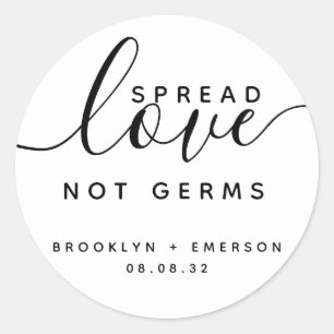 Spread Love Not Germs Wedding Hand Sanitizer Classic Round Sticker