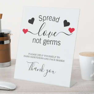 Spread Love Not Germs Wedding Safety Pedestal Sign