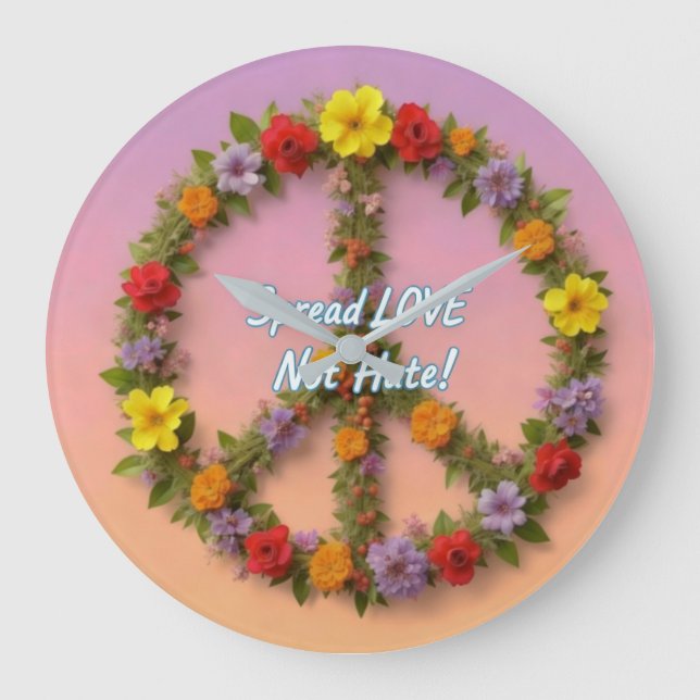 Spread Love Not Hate Large Clock (Front)