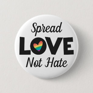 Spread Love not hate LGBT pride rainbow heart 6 Cm Round Badge