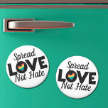 Spread Love not hate LGBT pride rainbow heart  Magnet<br><div class="desc">LGBTQ Pride minimalist patch featuring the wording Spread Love not Hate in modern black lettering decorated with a lovely rainbow heart. 
For custom requests,  please feel free to contact me at zolicestore@hotmail.com (please allow 1-2 working days)</div>