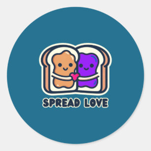 Spread Love Peanut Butter And Jelly Valentine Desi Classic Round Sticker